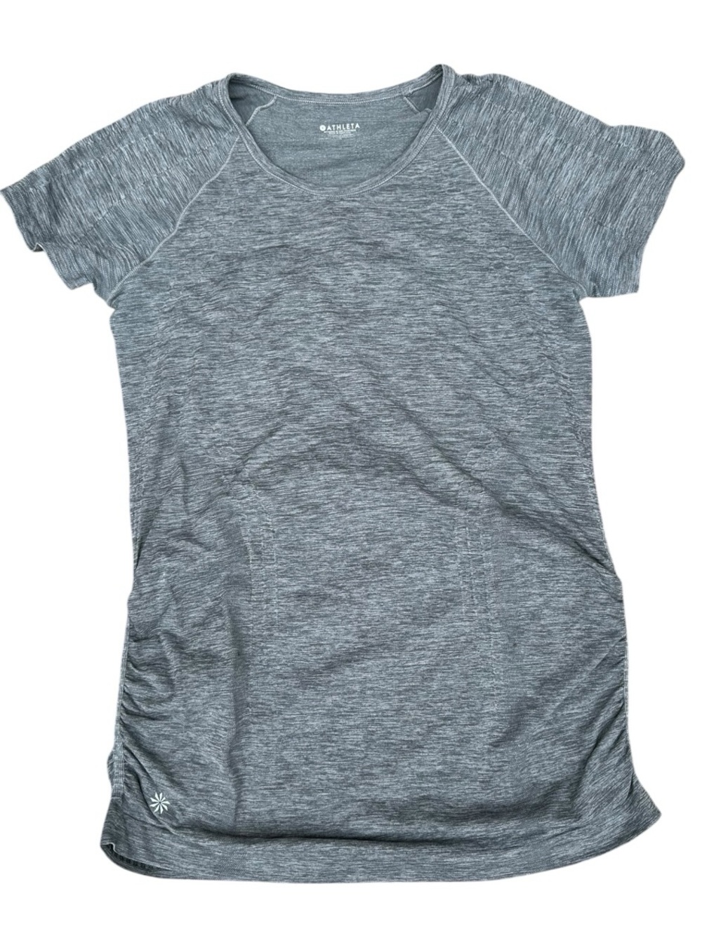 Athleta Gray Ruched Side Short Sleeve Workout Top – Size Small